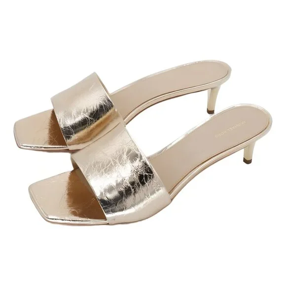 Michael Kors Elyse Square Toe Sandal Pale Gold 11M - Picture 2 of 6